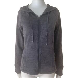 TITLE NINE Knit Hooded Jacket Full Zip Heathered Charcoal Grey Size XS